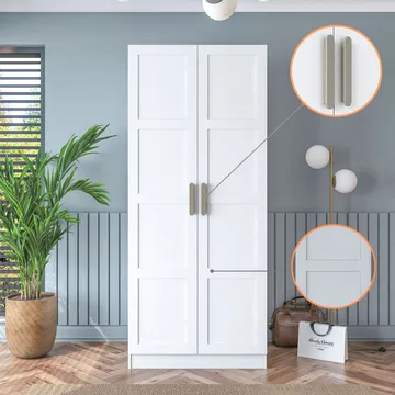 Sarnor Garderob 90x210x57,5 cm - Vit - Förvaring - Klädförvaring - Garderob & garderobssystem - Klädskåp & fristående garderob