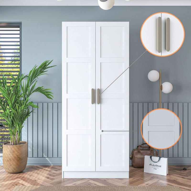 Sarnor Garderob 90x210x57,5 cm - Vit - Förvaring - Klädförvaring - Garderob & garderobssystem - Klädskåp & fristående garderob
