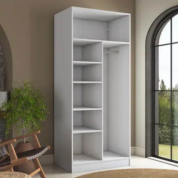 Sarnor Garderob 90x210x57,5 cm - Vit - Förvaring - Klädförvaring - Garderob & garderobssystem - Klädskåp & fristående garderob
