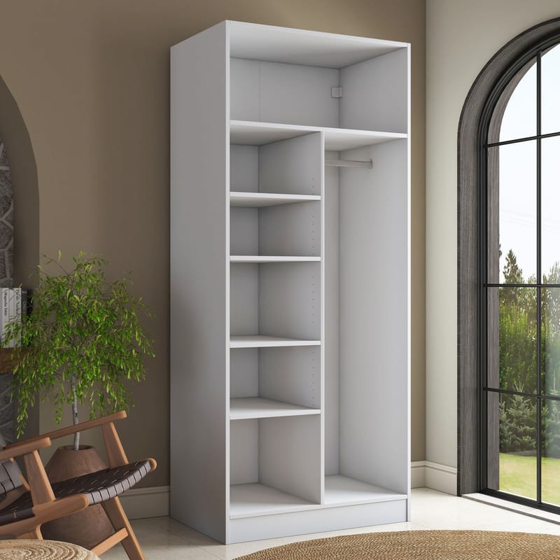 Sarnor Garderob 90x210x57,5 cm - Vit - Förvaring - Klädförvaring - Garderob & garderobssystem - Klädskåp & fristående garderob