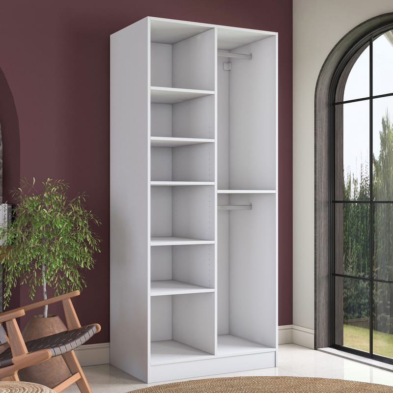 Sarnor Garderob 90x210x57,5 cm - Vit - Förvaring - Klädförvaring - Garderob & garderobssystem - Klädskåp & fristående garderob