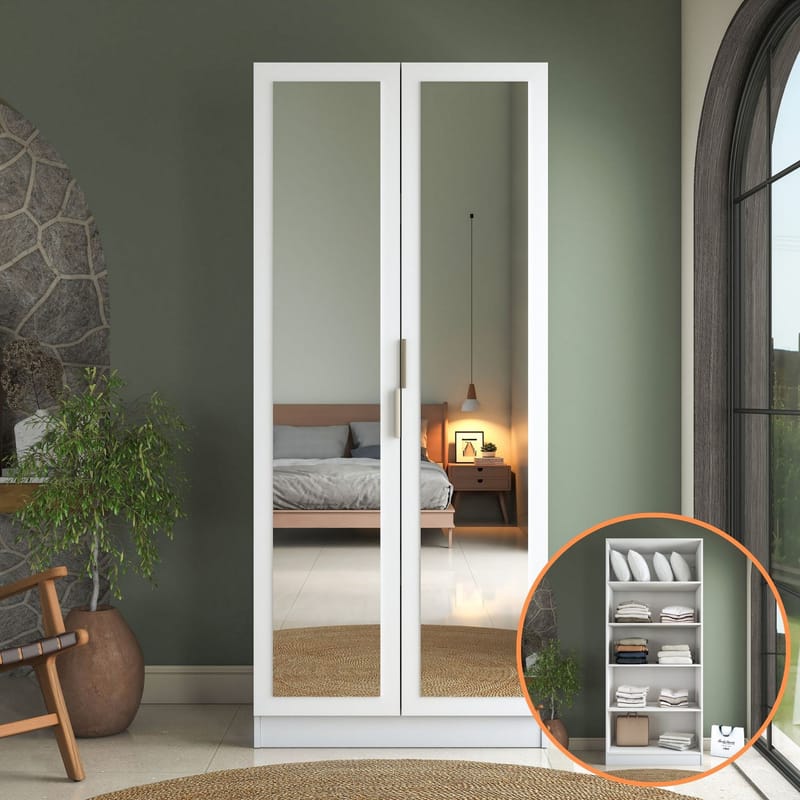 Sarnor Garderob 90x210x57,5 cm - Vit - Förvaring - Klädförvaring - Garderob & garderobssystem - Klädskåp & fristående garderob
