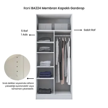 Sarnor Garderob 90x210x57,5 cm - Vit - Förvaring - Klädförvaring - Garderob & garderobssystem - Klädskåp & fristående garderob