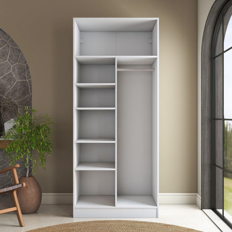 Sarnor Garderob 90x210x57,5 cm - Vit - Förvaring - Klädförvaring - Garderob & garderobssystem - Klädskåp & fristående garderob