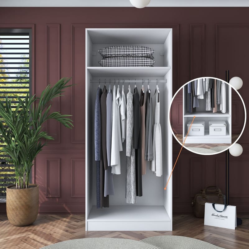 Sarnor Garderob 90x210x57,5 cm - Vit - Förvaring - Klädförvaring - Garderob & garderobssystem - Klädskåp & fristående garderob