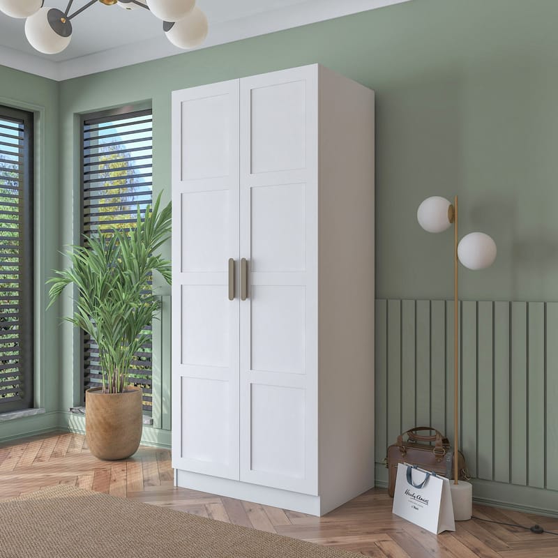 Sarnor Garderob 90x210x57,5 cm - Vit - Förvaring - Klädförvaring - Garderob & garderobssystem - Klädskåp & fristående garderob