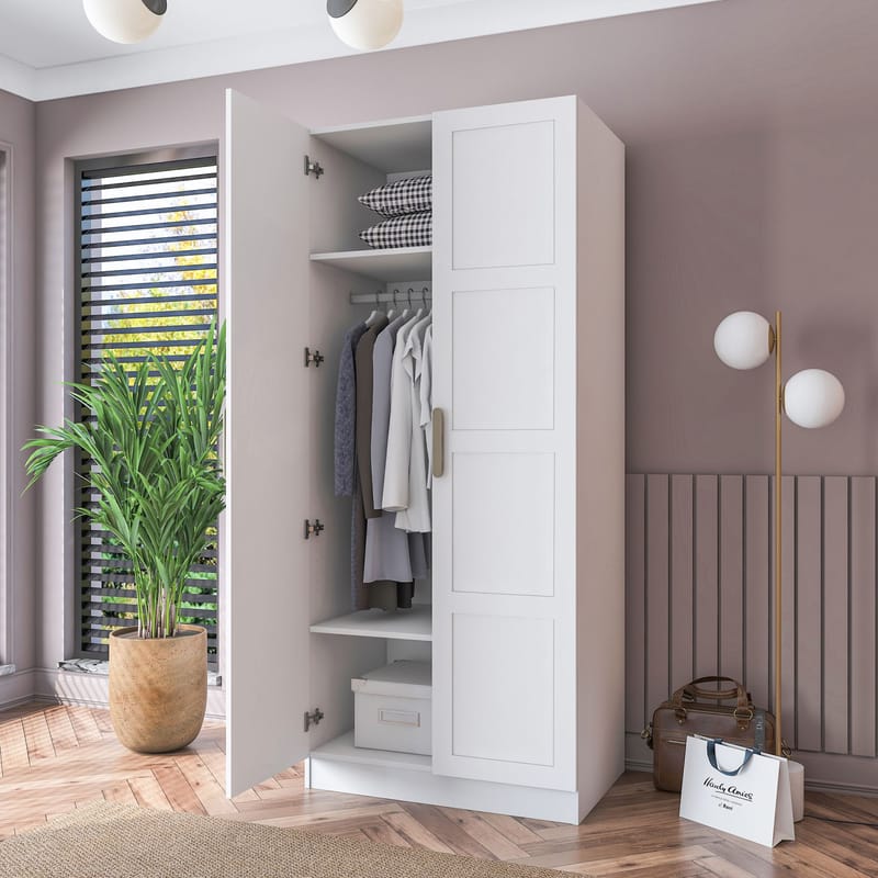 Sarnor Garderob 90x210x57,5 cm - Vit - Förvaring - Klädförvaring - Garderob & garderobssystem - Klädskåp & fristående garderob