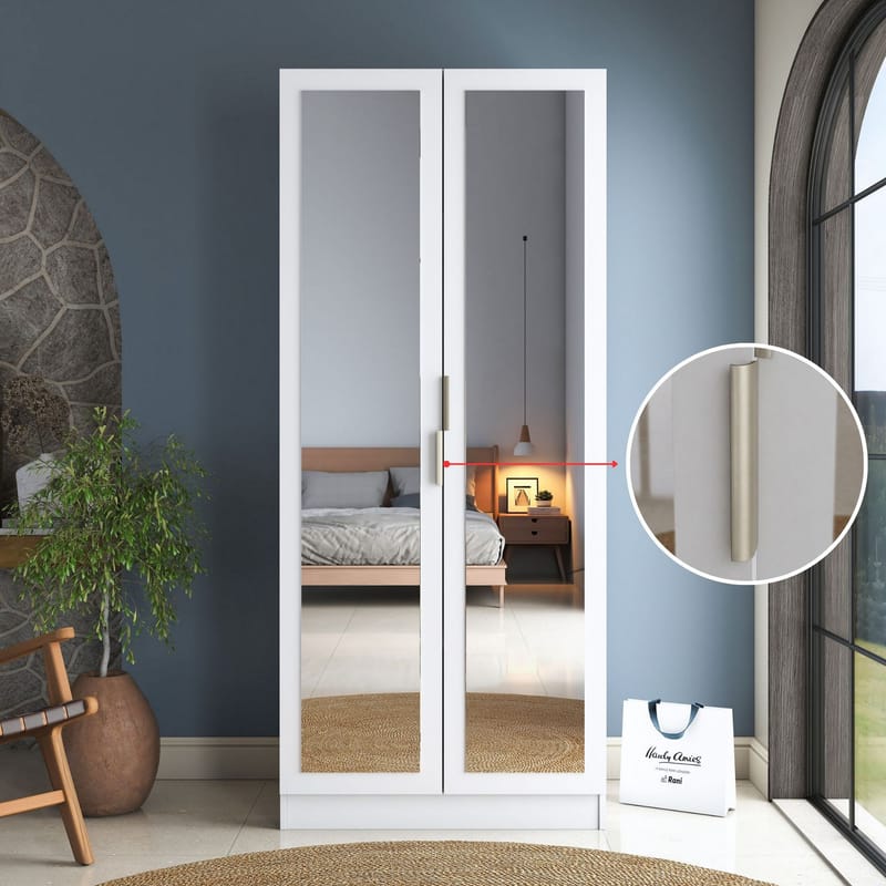 Sarnor Garderob 90x210x57,5 cm - Vit - Förvaring - Klädförvaring - Garderob & garderobssystem - Klädskåp & fristående garderob