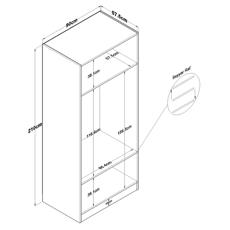 Sarnor Garderob 90x210x57,5 cm - Vit - Förvaring - Klädförvaring - Garderob & garderobssystem - Klädskåp & fristående garderob