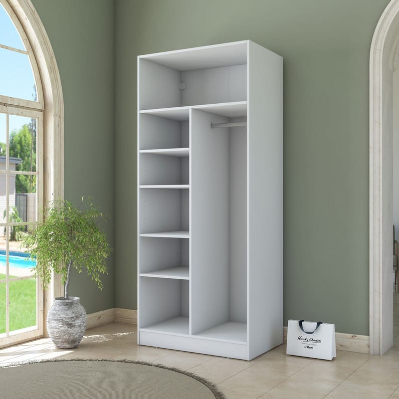 Sarnor Garderob 90x210x57,5 cm - Vit - Förvaring - Klädförvaring - Garderob & garderobssystem - Klädskåp & fristående garderob