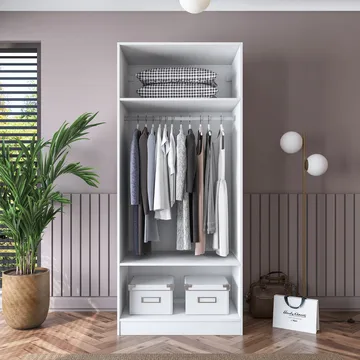 Sarnor Garderob 90x210x57,5 cm - Vit - Förvaring - Klädförvaring - Garderob & garderobssystem - Klädskåp & fristående garderob