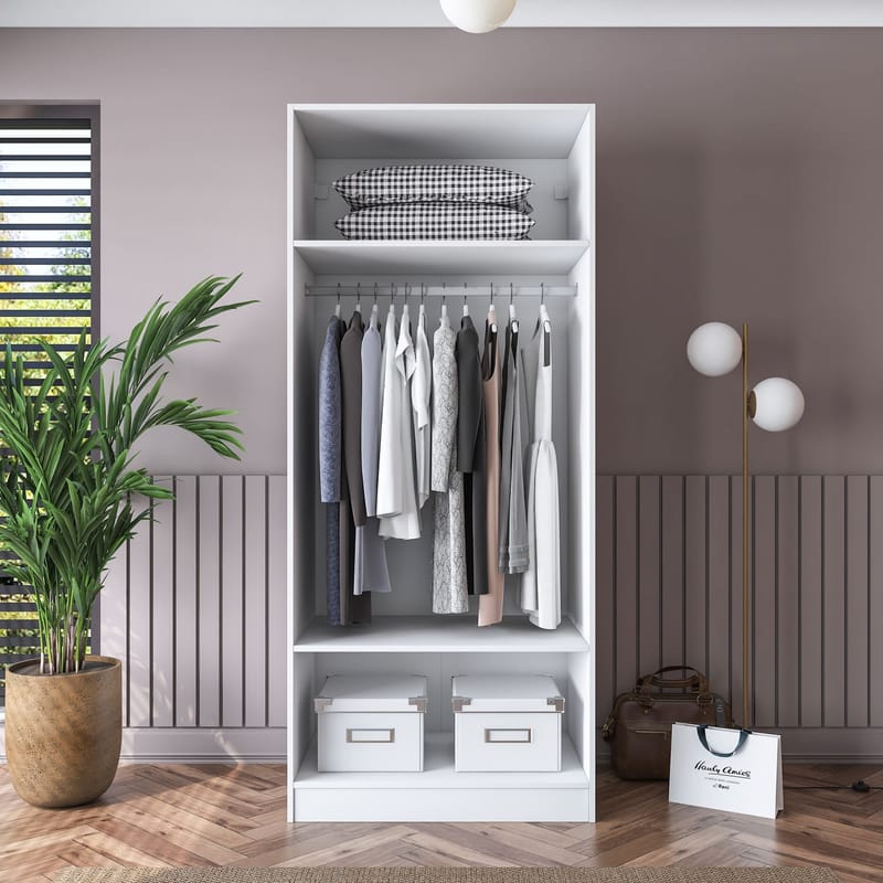 Sarnor Garderob 90x210x57,5 cm - Vit - Förvaring - Klädförvaring - Garderob & garderobssystem - Klädskåp & fristående garderob