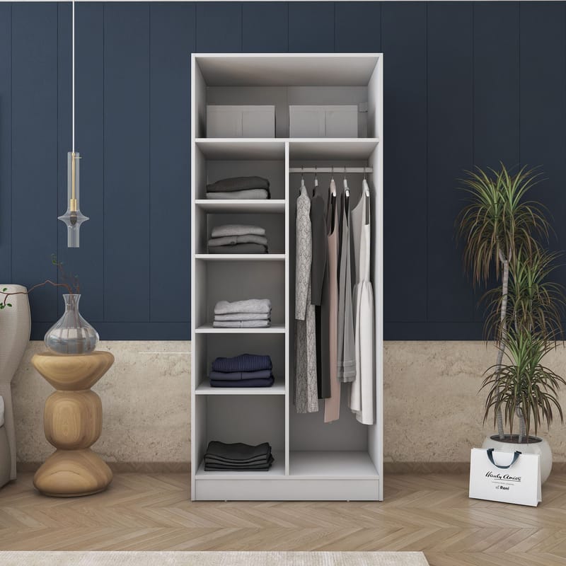 Sarnor Garderob 90x210x57,5 cm - Vit - Förvaring - Klädförvaring - Garderob & garderobssystem - Klädskåp & fristående garderob