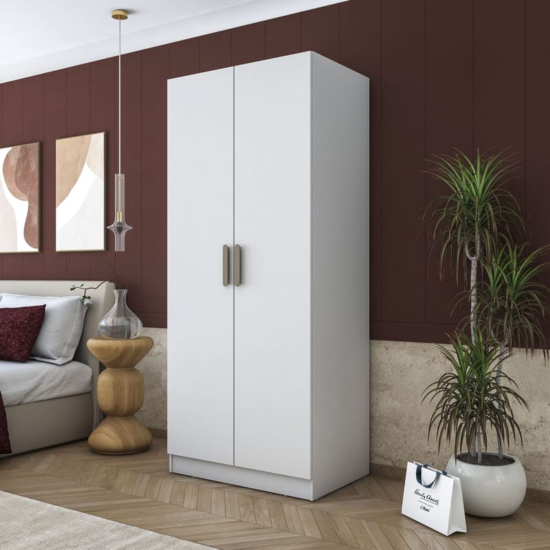 Sarnor Garderob 90x210x57,5 cm - Vit - Förvaring - Klädförvaring - Garderob & garderobssystem - Klädskåp & fristående garderob
