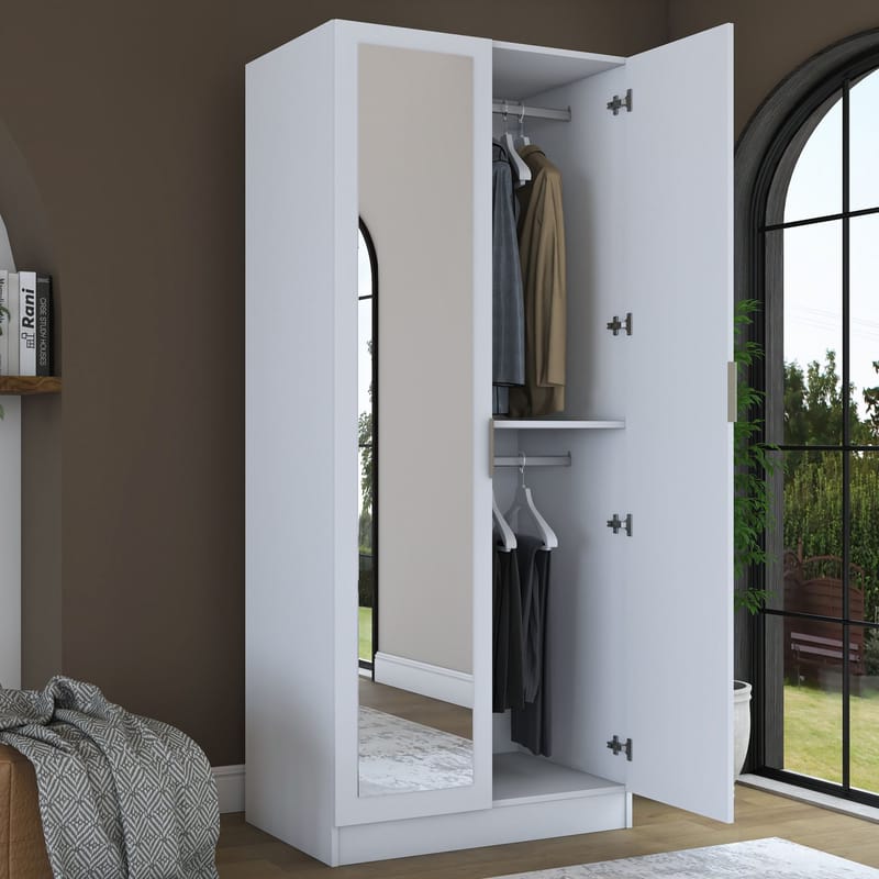 Sarnor Garderob 90x210x57,5 cm - Vit - Förvaring - Klädförvaring - Garderob & garderobssystem - Klädskåp & fristående garderob