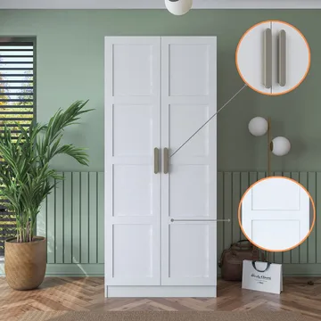 Sarnor Garderob 90x210x57,5 cm - Vit - Förvaring - Klädförvaring - Garderob & garderobssystem - Klädskåp & fristående garderob