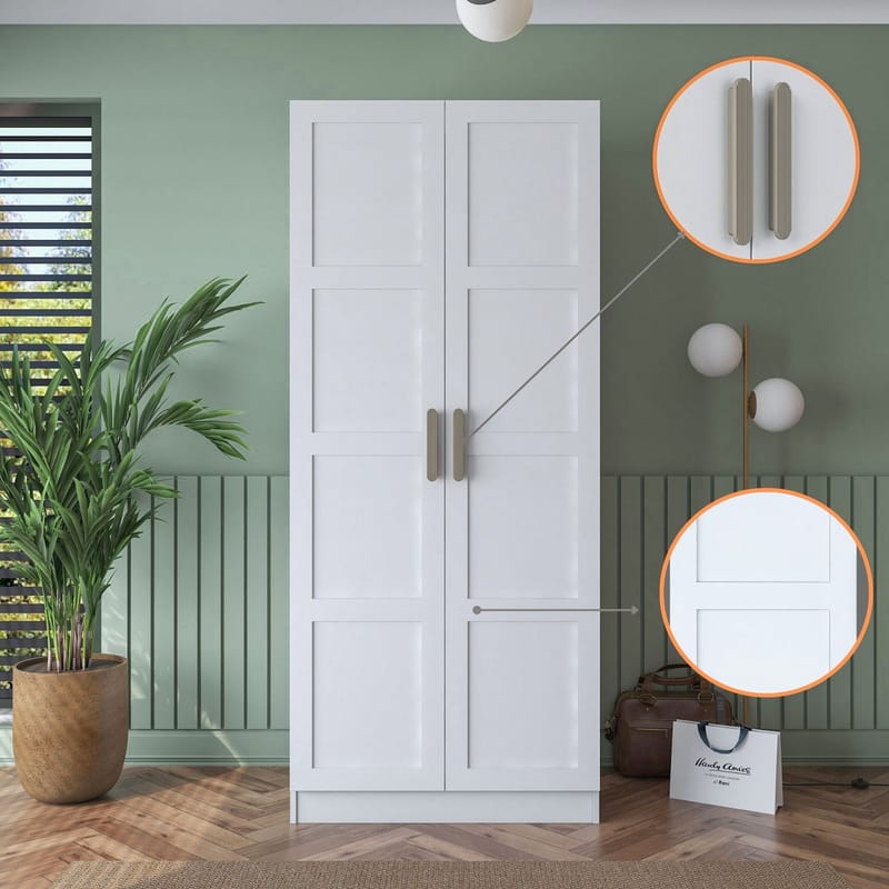 Sarnor Garderob 90x210x57,5 cm - Vit - Förvaring - Klädförvaring - Garderob & garderobssystem - Klädskåp & fristående garderob