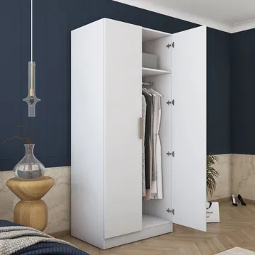 Sarnor Garderob 90x210x57,5 cm - Vit - Förvaring - Klädförvaring - Garderob & garderobssystem - Klädskåp & fristående garderob