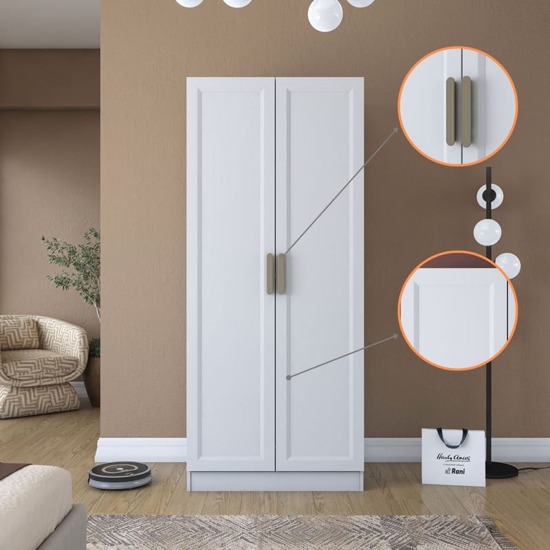 Sarnor Garderob 90x210x57,5 cm - Vit - Förvaring - Klädförvaring - Garderob & garderobssystem - Klädskåp & fristående garderob