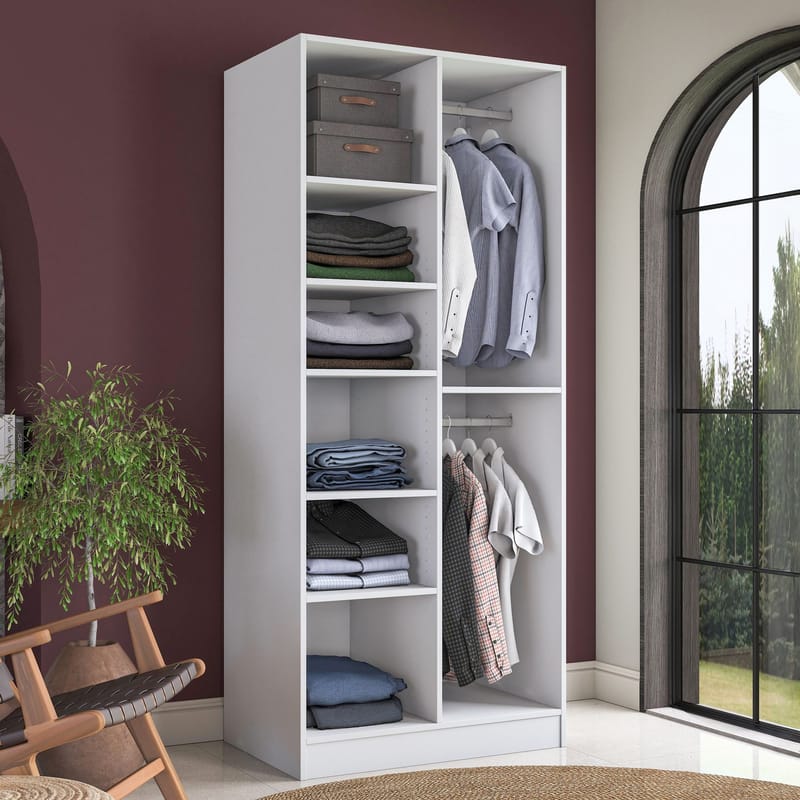 Sarnor Garderob 90x210x57,5 cm - Vit - Förvaring - Klädförvaring - Garderob & garderobssystem - Klädskåp & fristående garderob