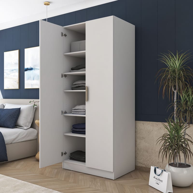 Sarnor Garderob 90x210x57,5 cm - Vit - Förvaring - Klädförvaring - Garderob & garderobssystem - Klädskåp & fristående garderob