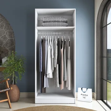 Sarnor Garderob 90x210x57,5 cm - Vit - Förvaring - Klädförvaring - Garderob & garderobssystem - Klädskåp & fristående garderob