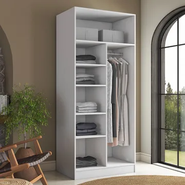 Sarnor Garderob 90x210x57,5 cm - Vit - Förvaring - Klädförvaring - Garderob & garderobssystem - Klädskåp & fristående garderob