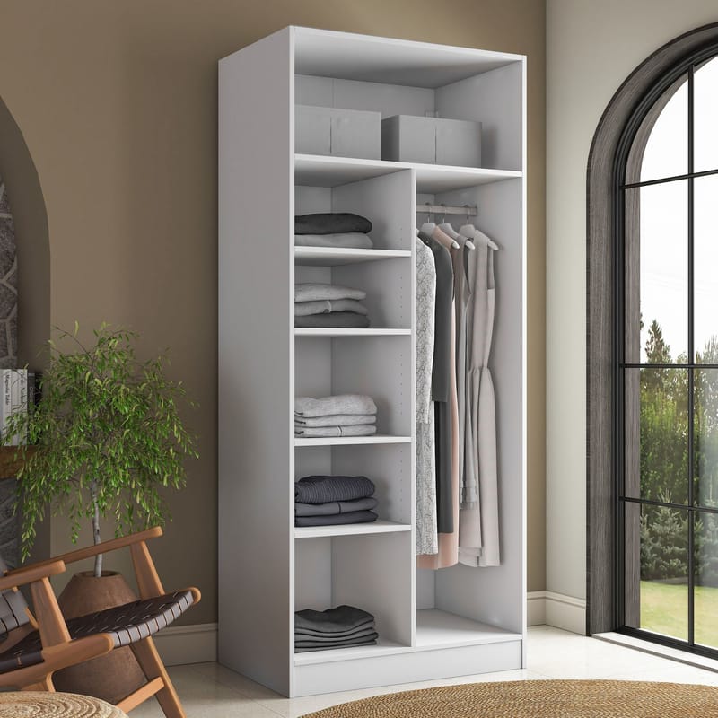 Sarnor Garderob 90x210x57,5 cm - Vit - Förvaring - Klädförvaring - Garderob & garderobssystem - Klädskåp & fristående garderob