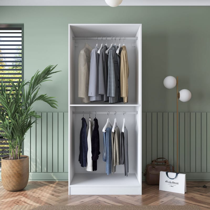 Sarnor Garderob 90x210x57,5 cm - Vit - Förvaring - Klädförvaring - Garderob & garderobssystem - Klädskåp & fristående garderob