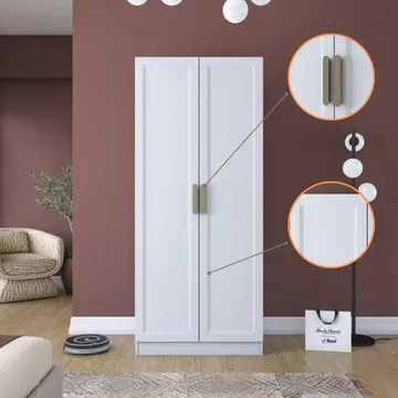 Sarnor Garderob 90x210x57,5 cm - Vit - Förvaring - Klädförvaring - Garderob & garderobssystem - Klädskåp & fristående garderob