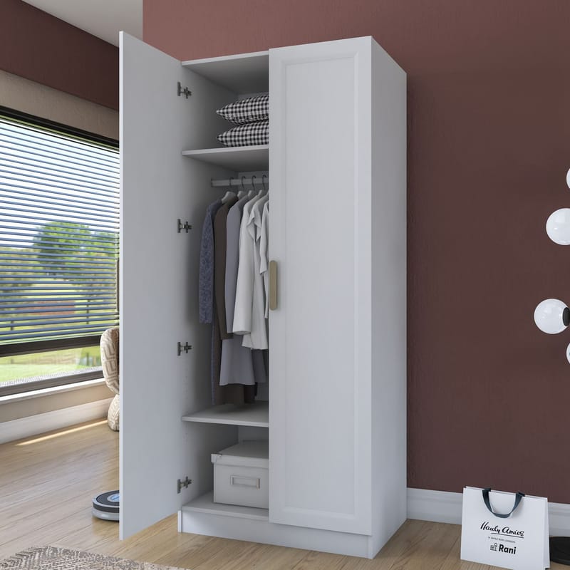 Sarnor Garderob 90x210x57,5 cm - Vit - Förvaring - Klädförvaring - Garderob & garderobssystem - Klädskåp & fristående garderob