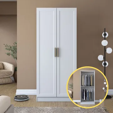 Sarnor Garderob 90x210x57,5 cm - Vit - Förvaring - Klädförvaring - Garderob & garderobssystem - Klädskåp & fristående garderob