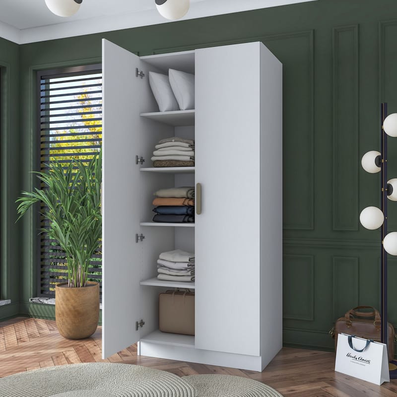 Sarnor Garderob 90x210x57,5 cm - Vit - Förvaring - Klädförvaring - Garderob & garderobssystem - Klädskåp & fristående garderob
