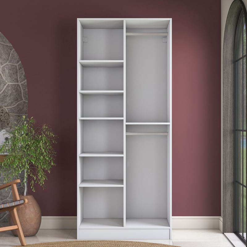 Sarnor Garderob 90x210x57,5 cm - Vit - Förvaring - Klädförvaring - Garderob & garderobssystem - Klädskåp & fristående garderob