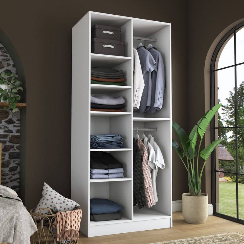 Sarnor Garderob 90x210x57,5 cm - Vit - Förvaring - Klädförvaring - Garderob & garderobssystem - Klädskåp & fristående garderob