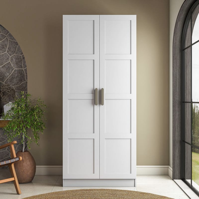 Sarnor Garderob 90x210x57,5 cm - Vit - Förvaring - Klädförvaring - Garderob & garderobssystem - Klädskåp & fristående garderob