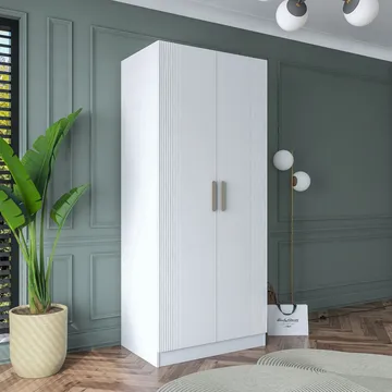 Sarnor Garderob 90x210x57,5 cm - Vit - Förvaring - Klädförvaring - Garderob & garderobssystem - Klädskåp & fristående garderob