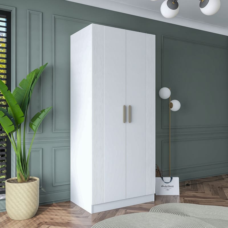 Sarnor Garderob 90x210x57,5 cm - Vit - Förvaring - Klädförvaring - Garderob & garderobssystem - Klädskåp & fristående garderob
