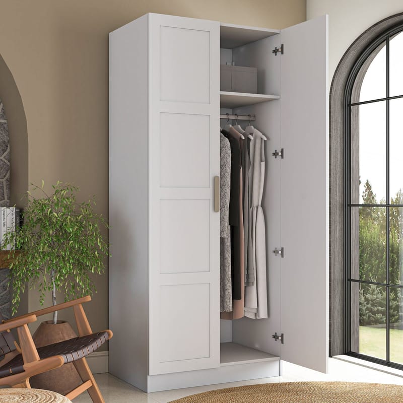 Sarnor Garderob 90x210x57,5 cm - Vit - Förvaring - Klädförvaring - Garderob & garderobssystem - Klädskåp & fristående garderob