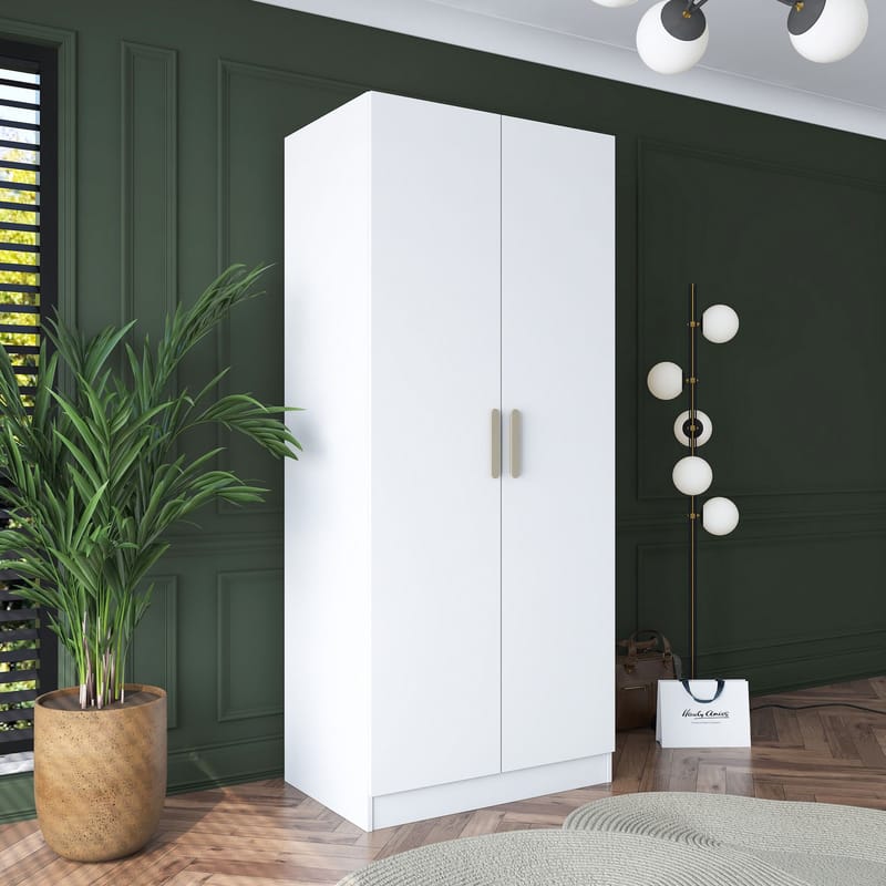 Sarnor Garderob 90x210x57,5 cm - Vit - Förvaring - Klädförvaring - Garderob & garderobssystem - Klädskåp & fristående garderob