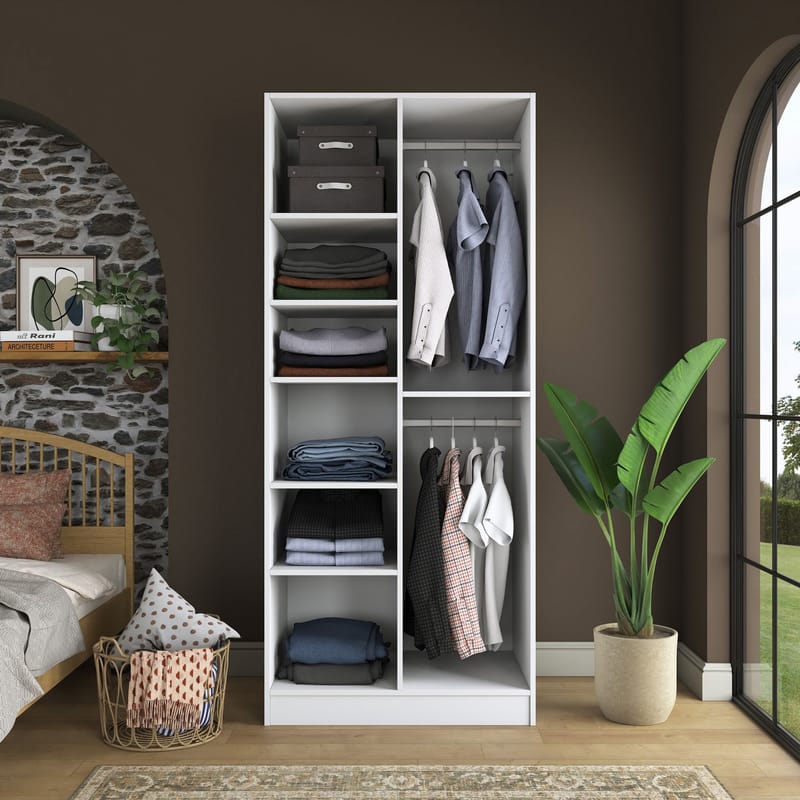 Sarnor Garderob 90x210x57,5 cm - Vit - Förvaring - Klädförvaring - Garderob & garderobssystem - Klädskåp & fristående garderob
