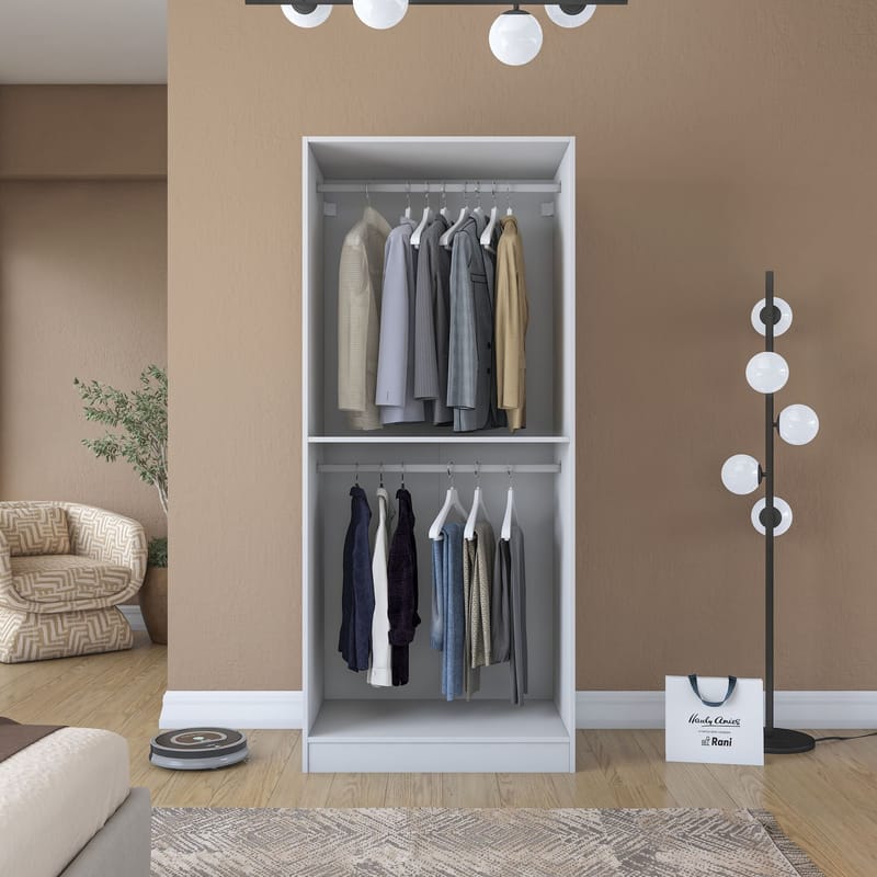 Sarnor Garderob 90x210x57,5 cm - Vit - Förvaring - Klädförvaring - Garderob & garderobssystem - Klädskåp & fristående garderob