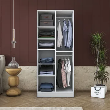 Sarnor Garderob 90x210x57,5 cm - Vit - Förvaring - Klädförvaring - Garderob & garderobssystem - Klädskåp & fristående garderob
