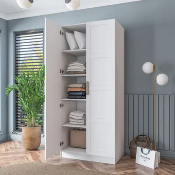 Sarnor Garderob 90x210x57,5 cm - Vit - Förvaring - Klädförvaring - Garderob & garderobssystem - Klädskåp & fristående garderob