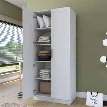 Sarnor Garderob 90x210x57,5 cm - Vit - Förvaring - Klädförvaring - Garderob & garderobssystem - Klädskåp & fristående garderob