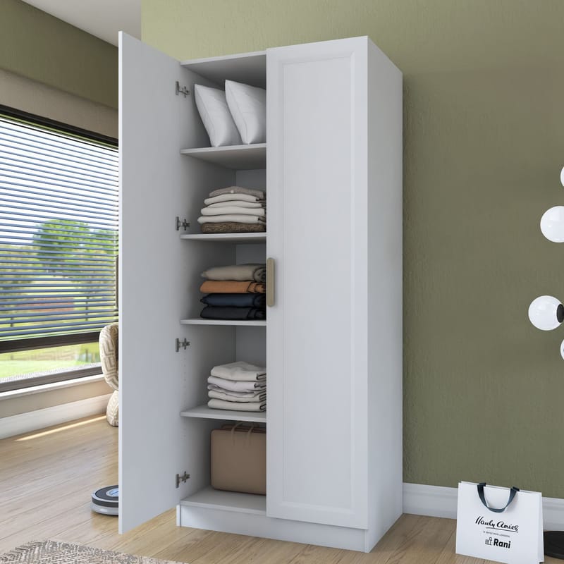 Sarnor Garderob 90x210x57,5 cm - Vit - Förvaring - Klädförvaring - Garderob & garderobssystem - Klädskåp & fristående garderob