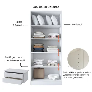 Sarnor Garderob 90x210x57,5 cm - Vit - Förvaring - Klädförvaring - Garderob & garderobssystem - Klädskåp & fristående garderob