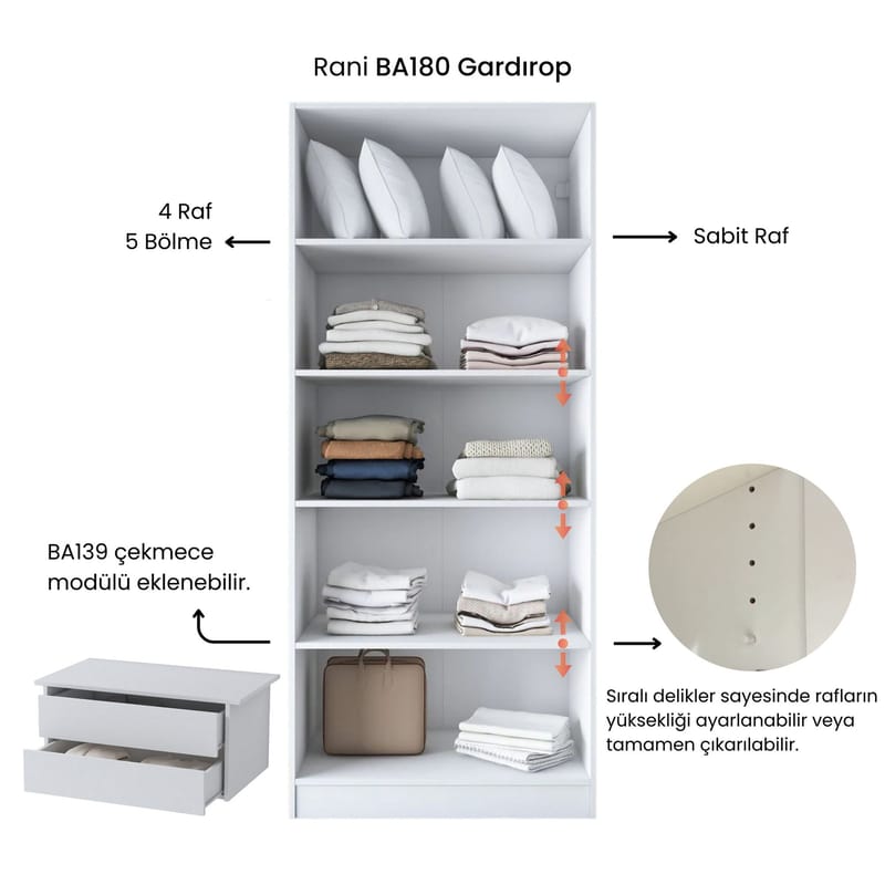 Sarnor Garderob 90x210x57,5 cm - Vit - Förvaring - Klädförvaring - Garderob & garderobssystem - Klädskåp & fristående garderob