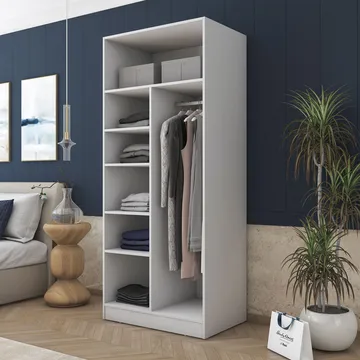 Sarnor Garderob 90x210x57,5 cm - Vit - Förvaring - Klädförvaring - Garderob & garderobssystem - Klädskåp & fristående garderob