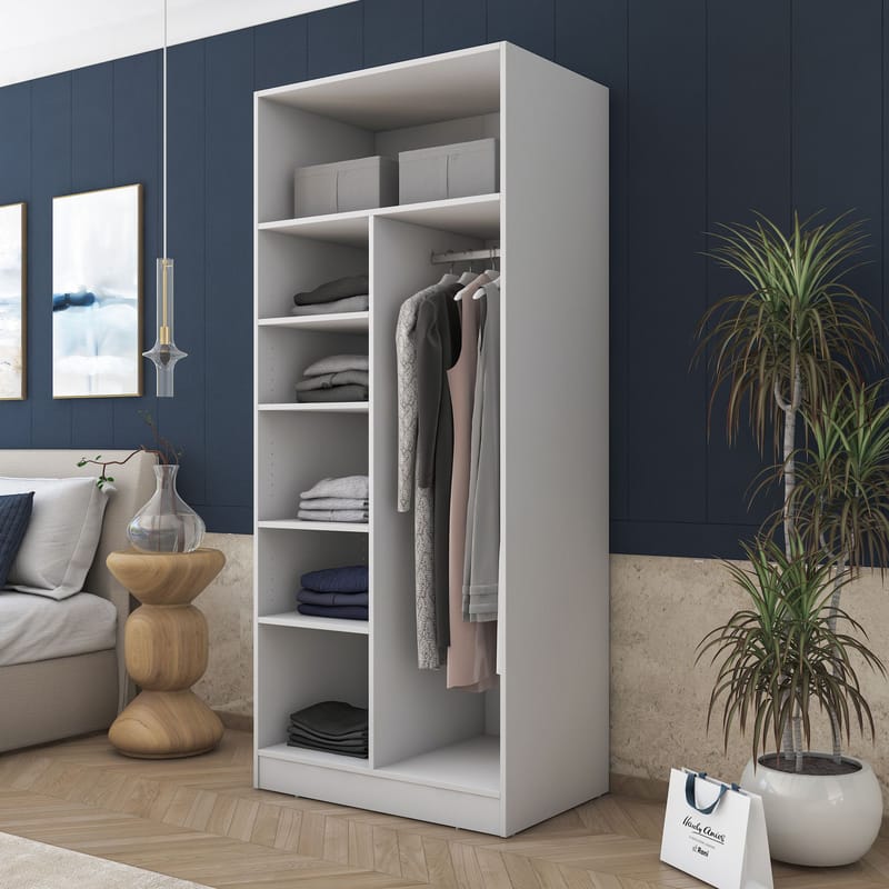 Sarnor Garderob 90x210x57,5 cm - Vit - Förvaring - Klädförvaring - Garderob & garderobssystem - Klädskåp & fristående garderob